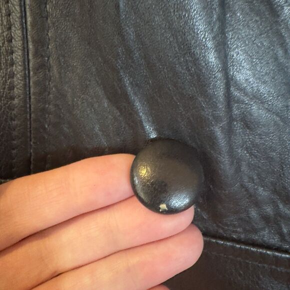 Vintage 60-70’s Leathercraft Womens Leather Coat M/L Black Double Breasted Lined - Picture 16 of 16